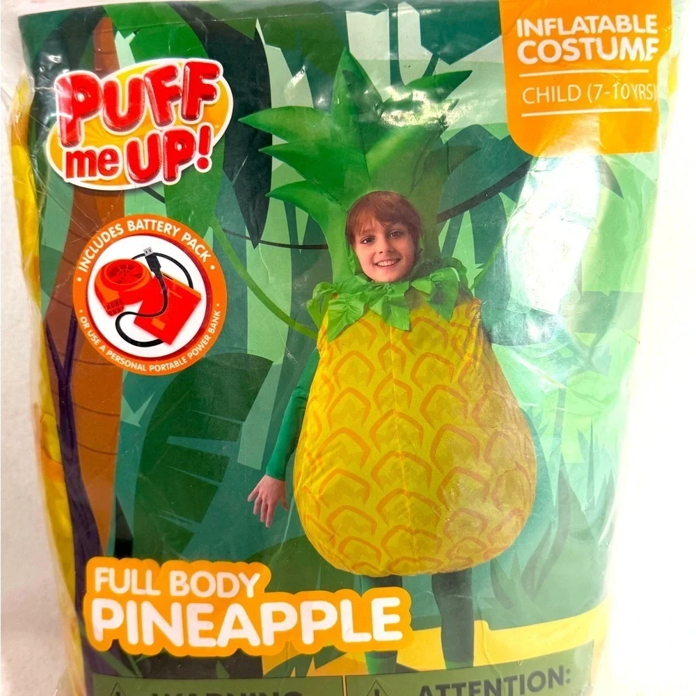 Inflatable Pineapple Costume for Kids - Green and Yellow